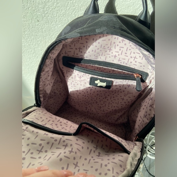 EUC Radley London Small Black Backpack, Dog Print - Picture 7 of 10